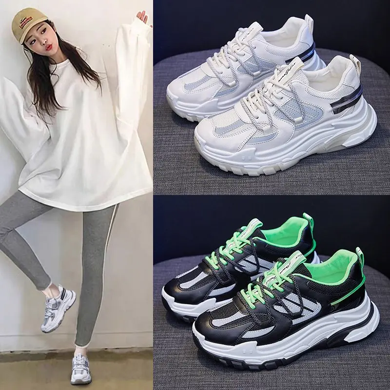 

2020 spring and autumn new fashion old shoes women wild casual sports women's shoes thick-soled increased sports shoes X457