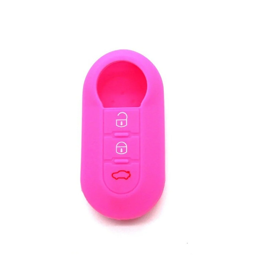 Silicone Car Key Cover Case Auto Flip Key Cover Skin Holder for Fiat 500 Grande Punto Panda Ducato Stilo 500x Car Accessories