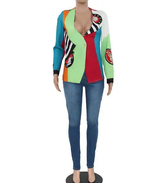 

European and American fashion contrast color stitching multicolor