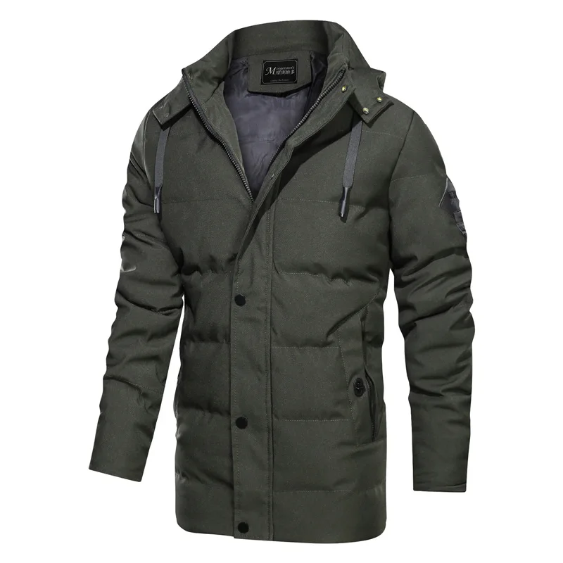 Chaqueta De invierno para Hombre, Parkas cálidas para nieve, abrigo informal con capucha gruesa, militar, longitud media, L-4XL