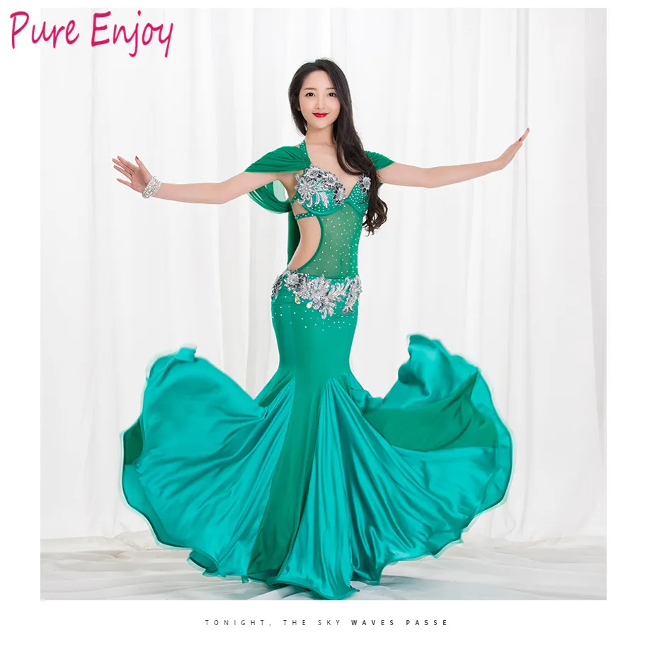 Женщины роскошный Belly Dance платье Для Девочек Сценический Костюм Леди Конкурс
