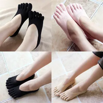 

2pcs 1Pair New Soft Women Solid Seamless Low Cut Crew Ankle Five Finger Toe Boat Socks Hosiery women's boat socks ankle low