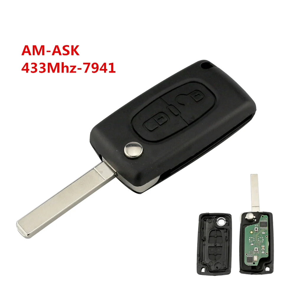 KeyforkessCE0523 Pieghevole di Vibrazione Tasto Chiave A Distanza Per Peugeot 307 3008 308 408 2 Modulazione ASK VA2 ID46 PCF7941 Transponder di Chip - H6a50fde6e79f4037a61e6577578ceb68Y