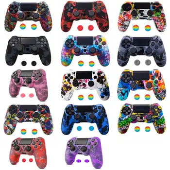 

Soft Silicone Protective Case Gamepad Case Cover For PS4 Controller Case with 2 pcs Silicone Joystick Caps for playstation 4