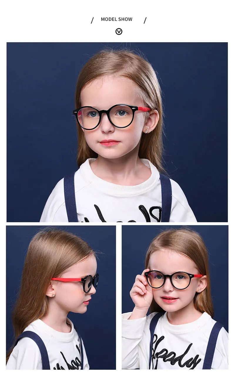 Детский синий светильник, блокирующие очки, круглые заклепки, оптические линзы по рецепту TR90, оправа, оптическая астигматическая UV400, для детей 3-10 лет