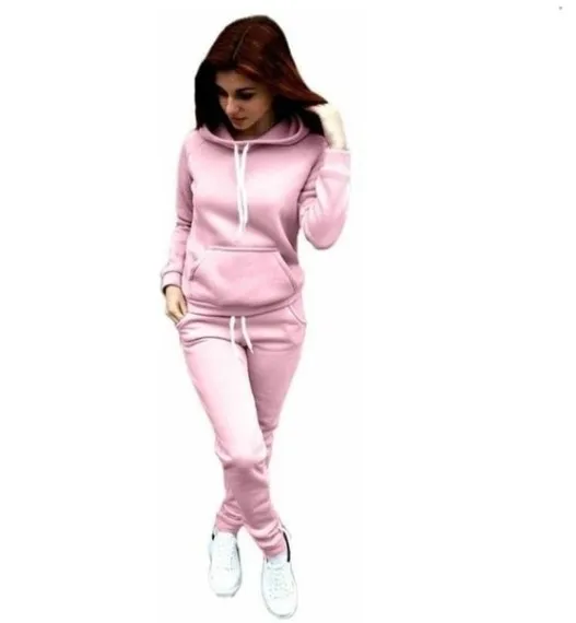 Casual Tracksuit Women Two Piece Set Suit Female Hoodies and Pants Outfits 2021 Women's Clothing Autumn Winter Sweatshirts New pink pant suit