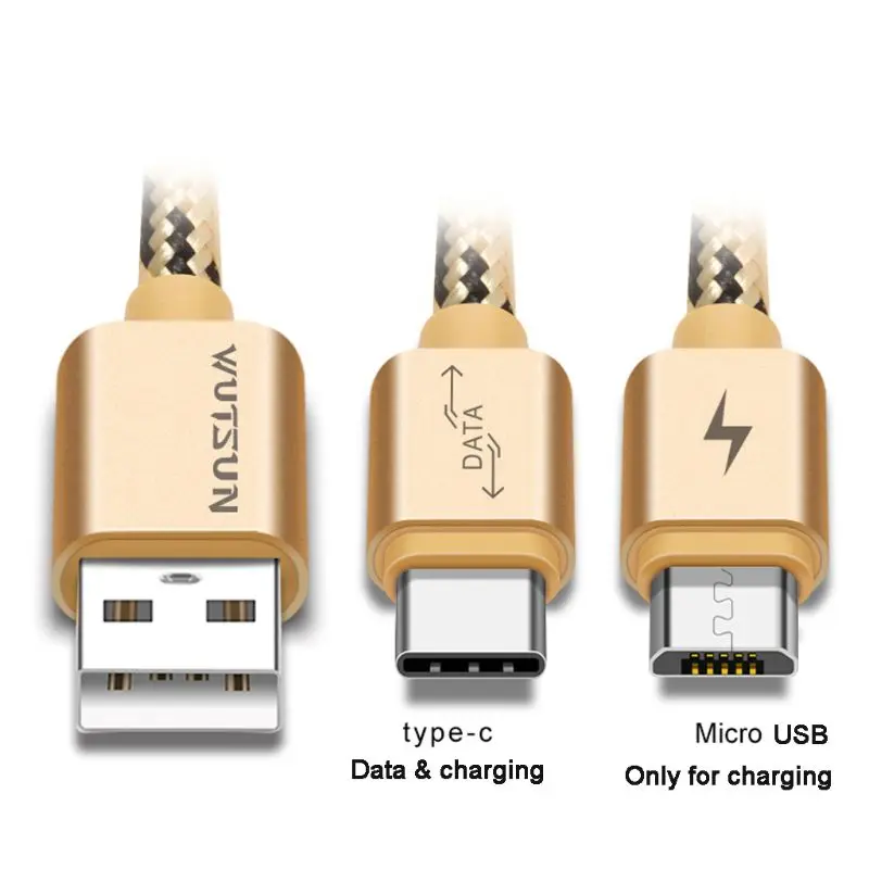 1,5 м 2 в 1 usb-Type C Micro USB зарядный провод отдельный usb C нейлоновая оплетка Кабель для передачи данных для Android мобильного телефона планшета Powerba
