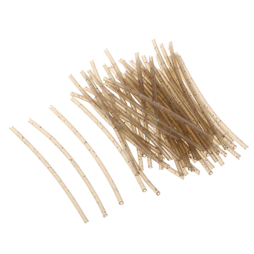 50pcs Soft Rubber Rig Tube Carp Fishing Rig Sleeves Hook Line Connector 6cm Terminal Tackle - Color: Camouflage