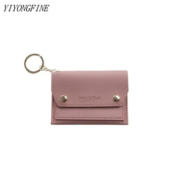 

Ladies Card Package Keychain Card Holder Simple Mini Card Wallet High Quality PU Leather Small ID Bag Purse Keychain Clip