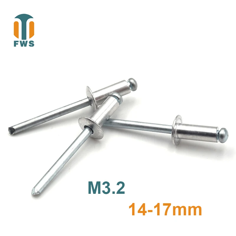 

10 PCS M3.2 DIN EN ISO 15977 GB /T 12618.1 Aluminum Open End Blind Rivets Pop Rivets With Protruding Head For Furniture