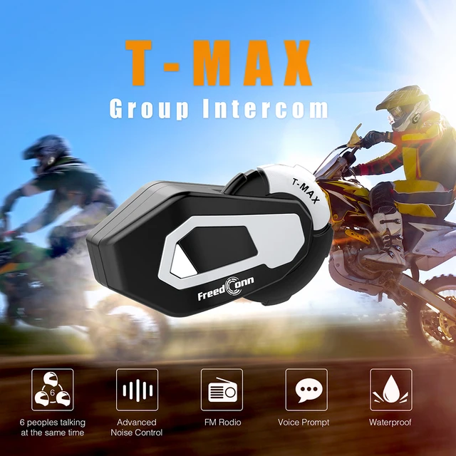 Freedconn T MAX Bluetooth קסדת אופנוע אינטרקום 6 רוכבים 1000M קבוצת מדבר Buletooth אוזניות אינטרקום wifi FM האינטרפון-2