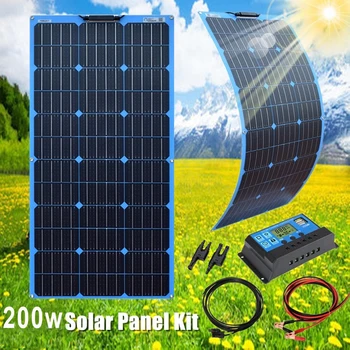 

Flexible Solar Panel 12v 200w 100w Portable Solar Charger Mono 12V 24v Battery Vans Home System for Car RV Boat Caravan Camping