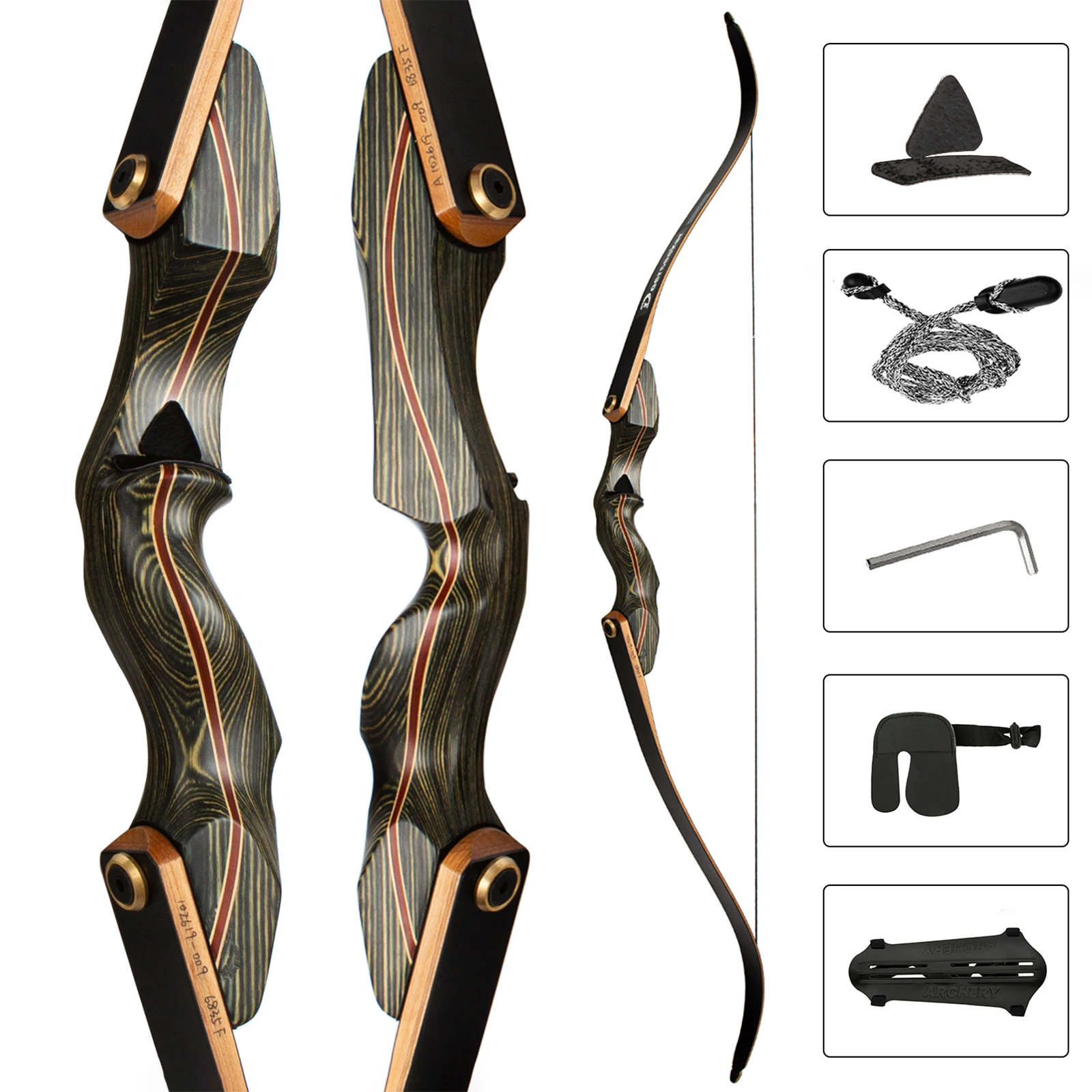 PROD 1005002750880573 Laminated Wooden Takedown Recurve Bow Set Archery
Combo Fibreglass Limbs Dymond/Actionwood for Hunting Target