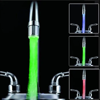 

3 Colors RGB Changing Glow LED Water Faucet Stream Light Shower Tap Head Kitchen Temperature Sensor Faucet Bathroom Accessory