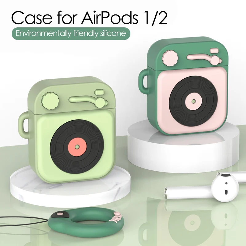 

Case For Apple Airpods 2 1 Case Luxury Silicone Phonograph Pattern Cover For Air pods 2 1 Cute Wirless Earphone Protector Covers
