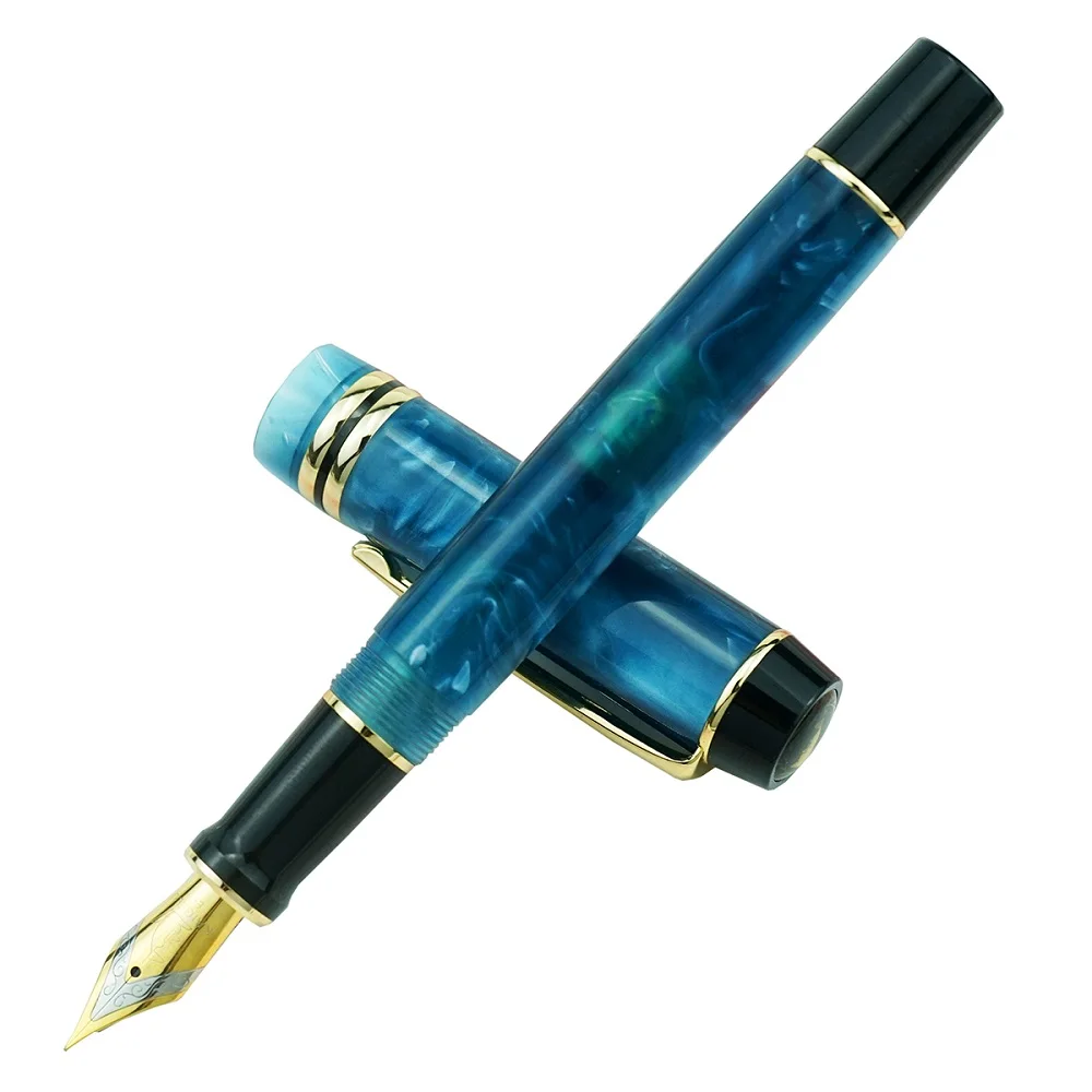 NEW Kaigelu 316 Celluloid Blue Fountain Pen, Beautiful Marble Patterns Iridium EF/F/M Nib Pen Writing Gift for Office Business jinhao high quality fountain pen ef nib century 100 elegant galaxy blue smooth iridium fine tip