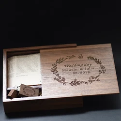 POWERONE – clé usb en bois avec LOGO en noyer, Album Photo Unique, 8 go, 170x170x35mm, photographie, Studio de mariage, 1 pièce 