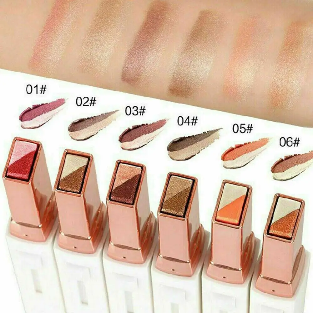 Waterproof Bling Double Color Gradient Velvet Eye Makeup Shadow Stick Mix Glitter Matte Eyeshadow Pallete Pen Dual Color Shadow