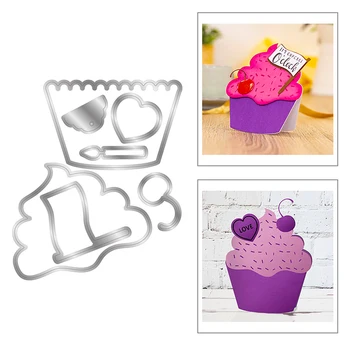 

2020 New Hot Birthday Cup Cake Cherry Banner Candle Heart Metal Cutting Dies For and Scrapbooking Foil Card Making Cut no stamps