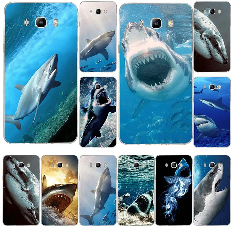 King of the Sea Shark Silicone Soft Transparent Mobile Phone Cases For Samsung Galaxy J1 J2 J3 J5 J7 A3 A5 A7 2015 2016 2017 | Мобильные