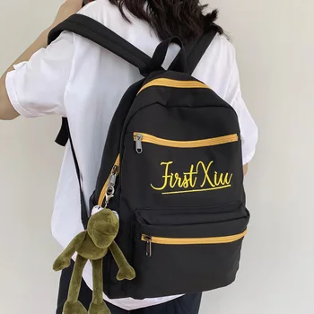 

DCIMOR New Unisex Letters Embroidery Nylon Backpack Schoolbag for College Students Men's Travel Bag Women Laptop Backpack