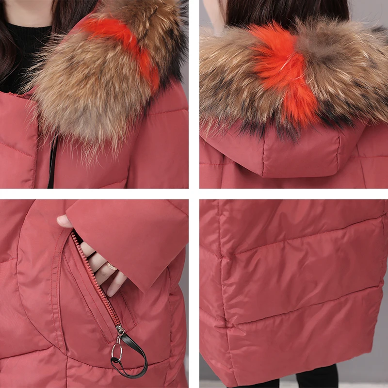 Women's Winter Long Down Jacket Hooded With Fur