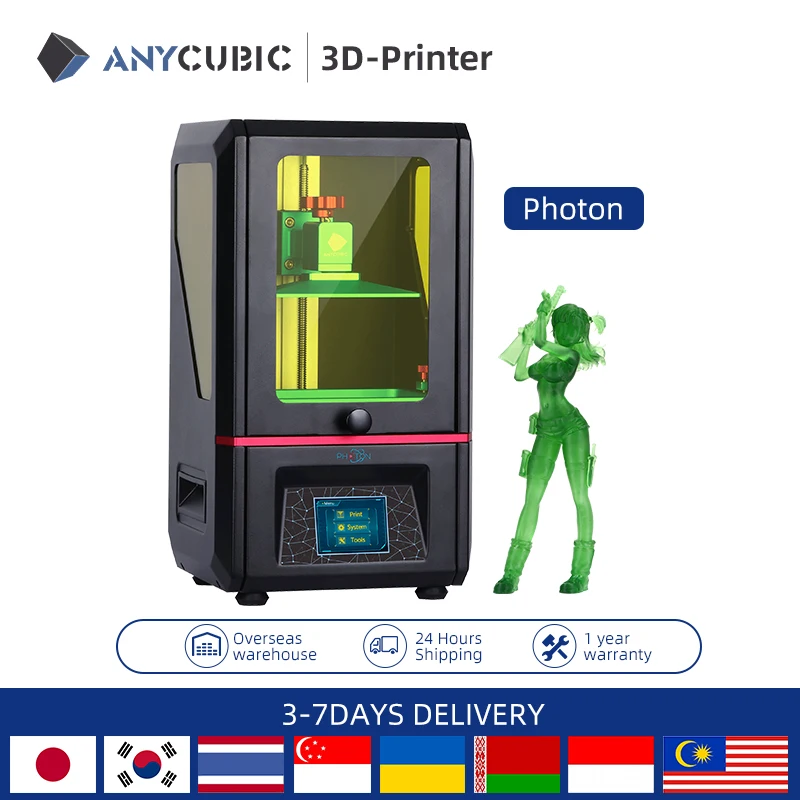 ANYCUBIC Фотон 3d принтер 405nm Смола SLA UV LED цветной TFT экран настольный комплект Drucker