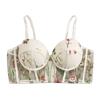 

Floral Embroidery Lace Sexy Lingerie Women Elegant Chic Underwear Lace Bra Vest Underwear Lenceria Mujer Erotic Bra Costumes