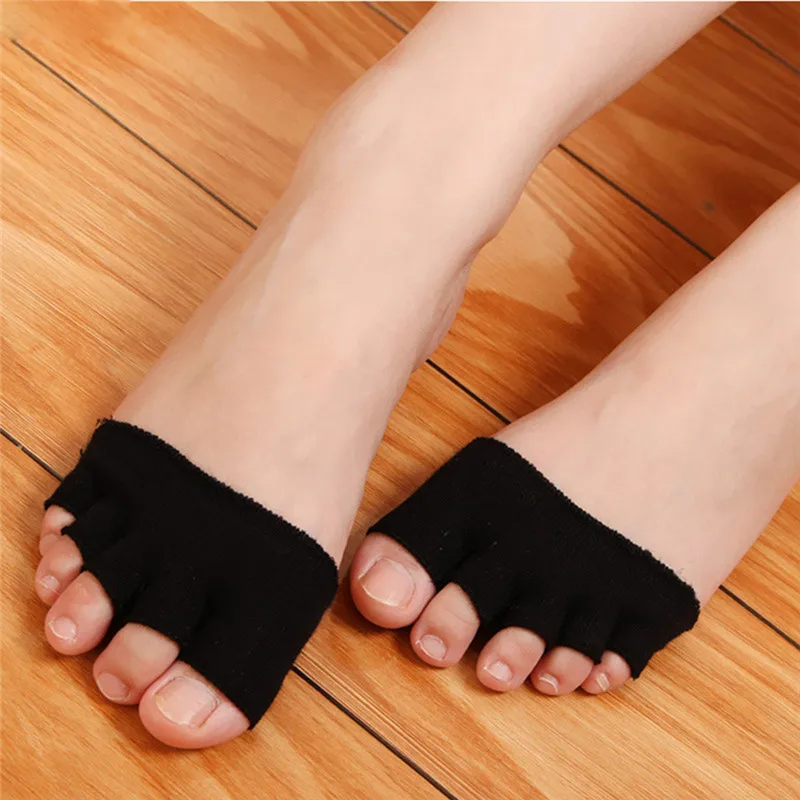 5Toe Breathable Cotton Sponge Half Insole Pad Invisable Shallow Anti-slip Cushion Metatarsal Forefoot Support Massa Sock