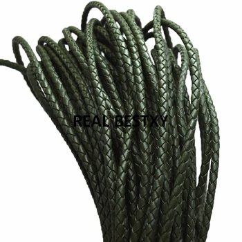 

5m/lot approx: 4mm olive Braided Genuine Real Leather Cord Necklace Leather Rope Cords Line For Bracelet Pendants Jewelry Make