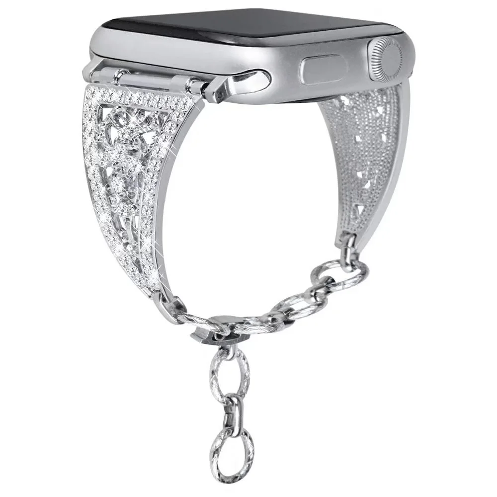 Роскошный блестящий бриллиантовый женский браслет для Apple Watch, ремешок серии 5, 4, 3, 2, 1, металлический ремешок для iWatch 40 мм, 44 мм, 38 мм, 42 мм, ремень-цепочка