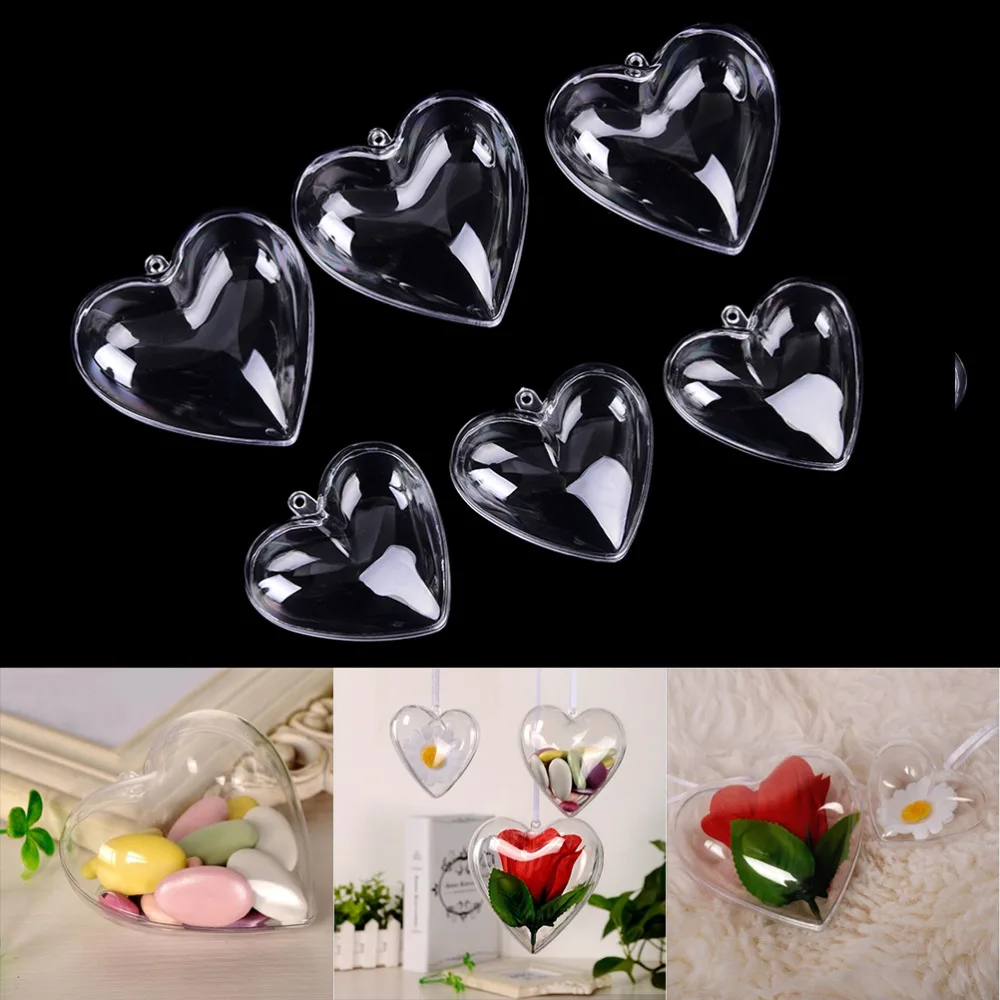 New 2Pcs 65/80mm Heart Shape DIY Clear Plastic Bath Bomb Mould Acrylic Mold Bath Supplies