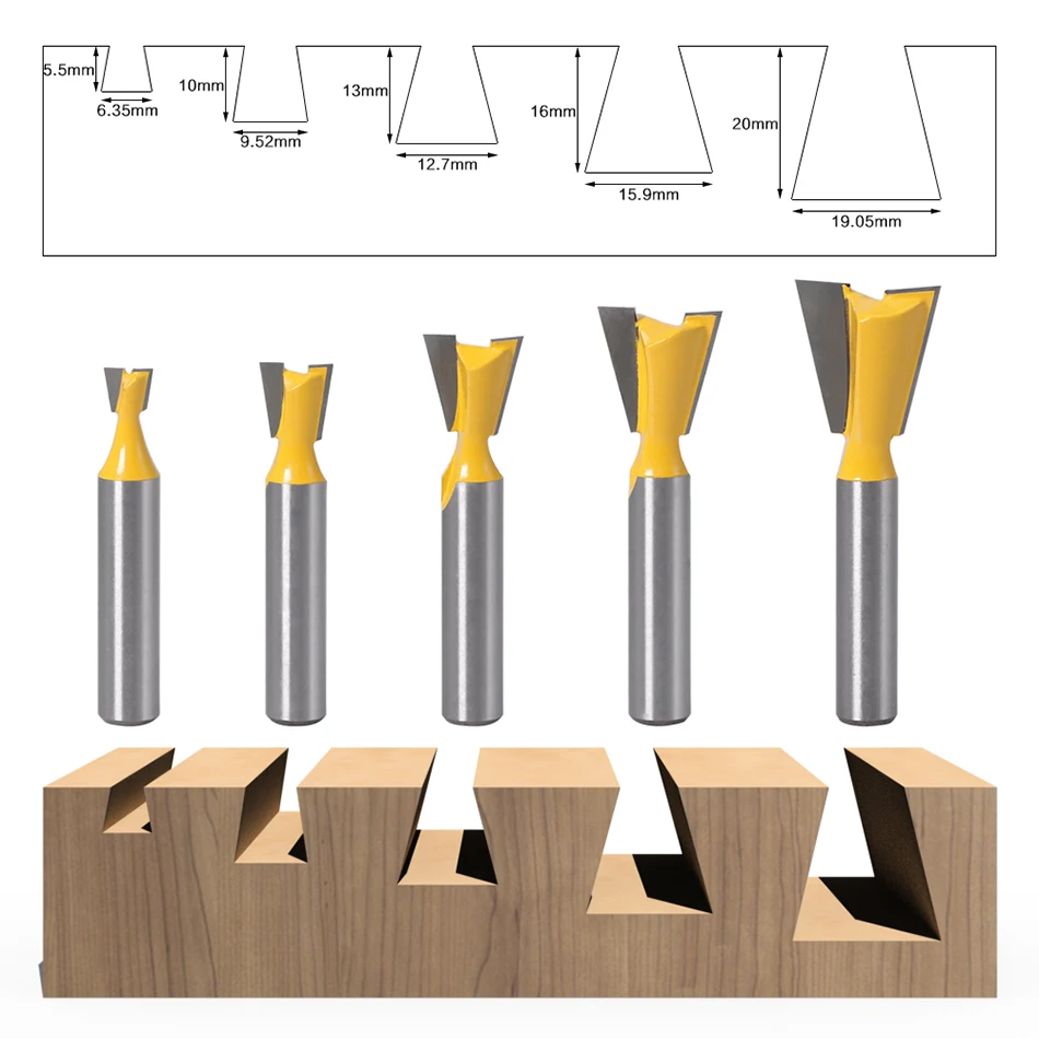 ENT 3-Piece Router Bit Set for Curved Jointing Shaft Diameter 8 mm HW 