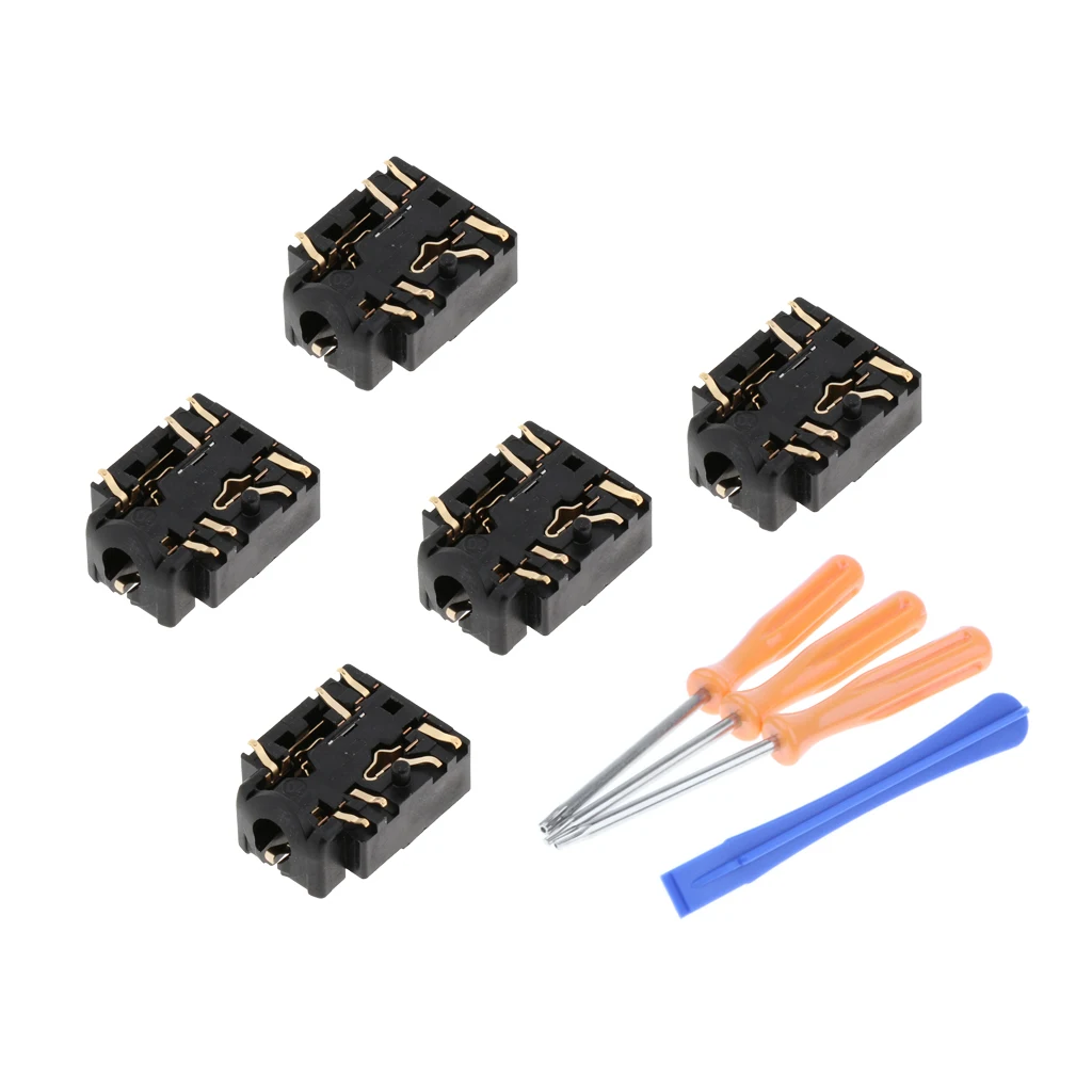 5Pack Replacement Headphone Jack, 3.5mm Port Headset Connector Port Socket + T6/T8/T10 Screwdriver For XBOX ONE S Controller