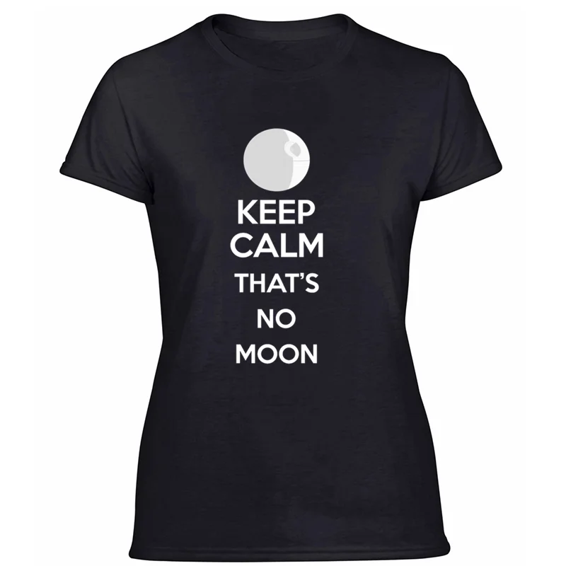 Women-Black Модная прозрачная футболка с надписью keep calm that's no moon для мужчин и женщин, Мужская футболка унисекс с надписью против морщин - Цвет: Women-Black
