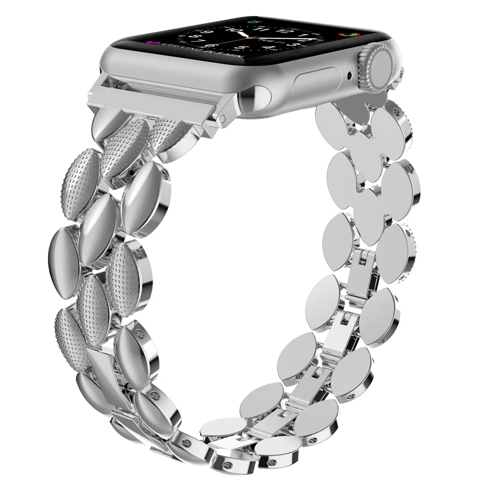 Роскошный металлический ремешок из нержавеющей стали для Apple Watch Band 38 мм 42 мм 40 мм 44 мм Модный женский мужской ремешок для iwatch series 5/4/3/2/1 - Цвет ремешка: Silver