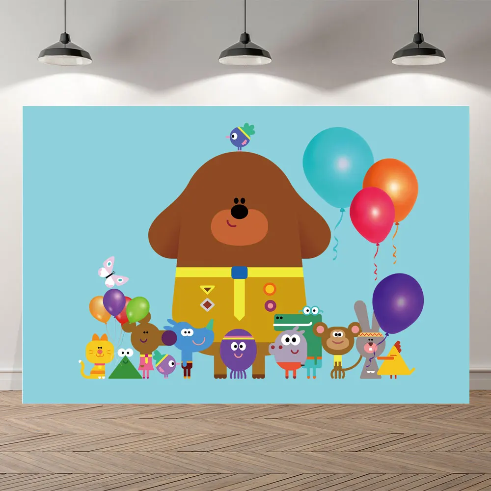 Виниловый фон для Hey Duggee мультфильм воздушные шары в форме животных фотографий на