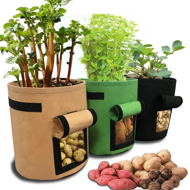 Potato Growing Bag Planting Fabric Pots With Handles And Flap
