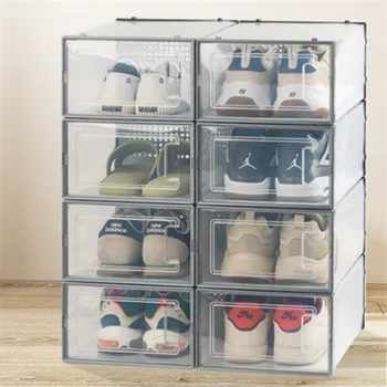 

Transparent Shoe Box Stackable Thickened Dustproof Plastic Storage Shoe Boxes Space Saving Cabinet for Lazy Foldable Organizer