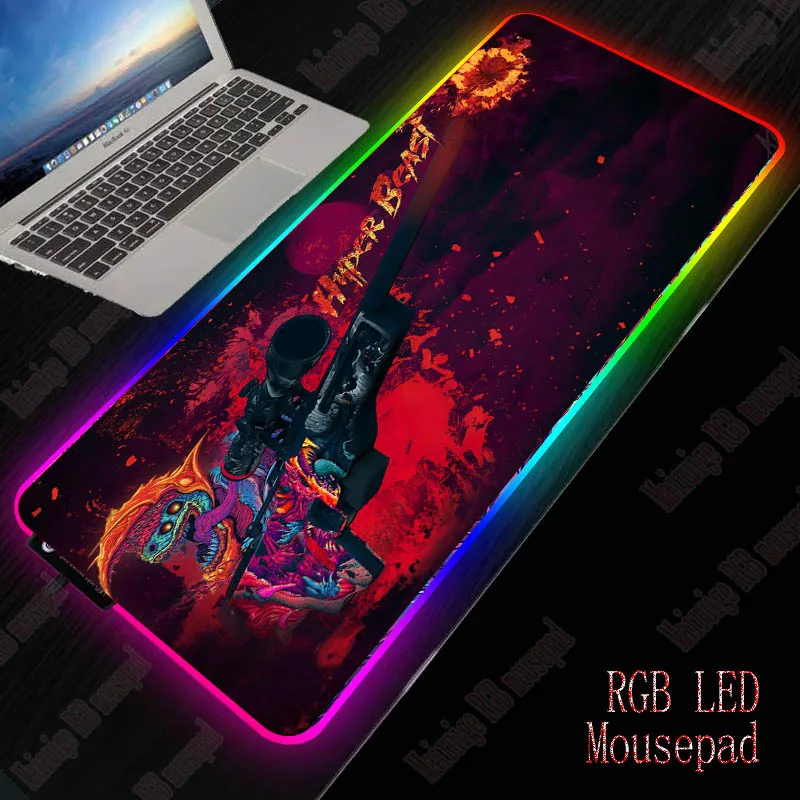 XGZ Gun игровой большой коврик для мыши RGB компьютерный геймер стол с подсветкой Xxl