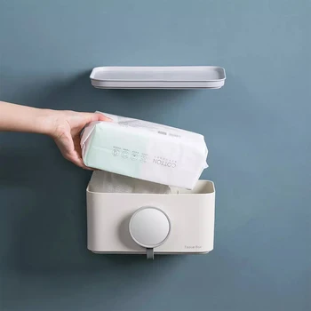

WUMING Wall-mounted Tissue Box Pull-out Tissue Box Paper Makeup Storage Box Strong Holding Simple Stylish Tissue Paper Dispenser