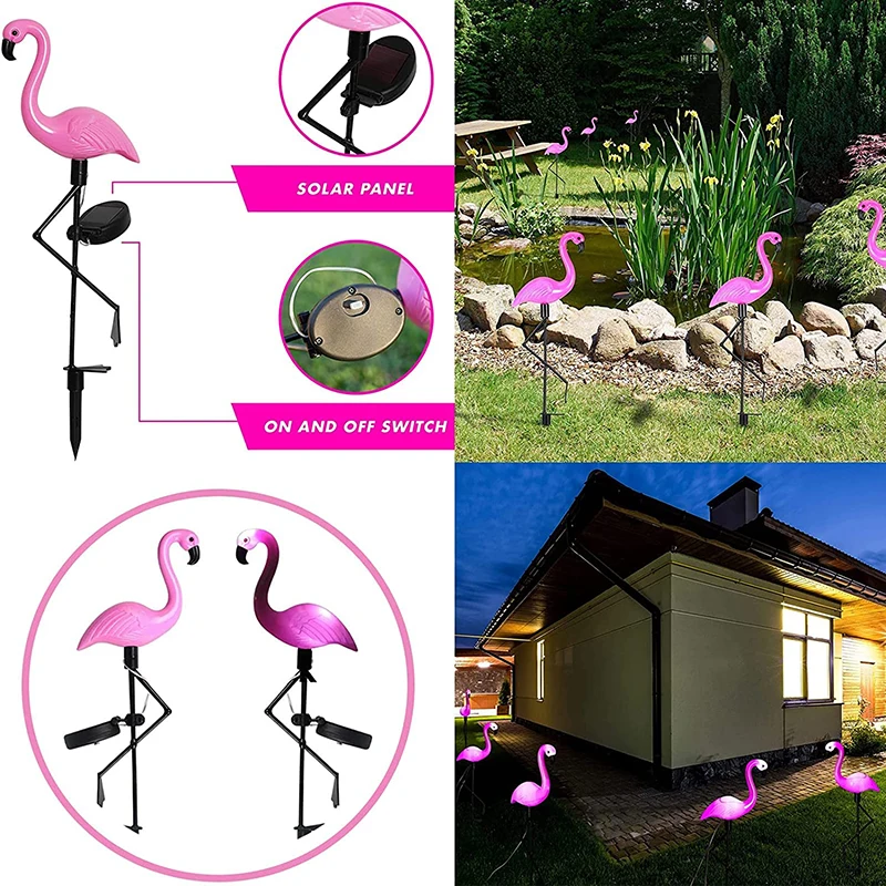 best outdoor solar lights 2PCS Flamingos Garden Decor Lights Waterproof Outdoor Solar Stake Lawn Light For Patio Lawn Pathway Landscape Lighting Decor solar powered led wall light