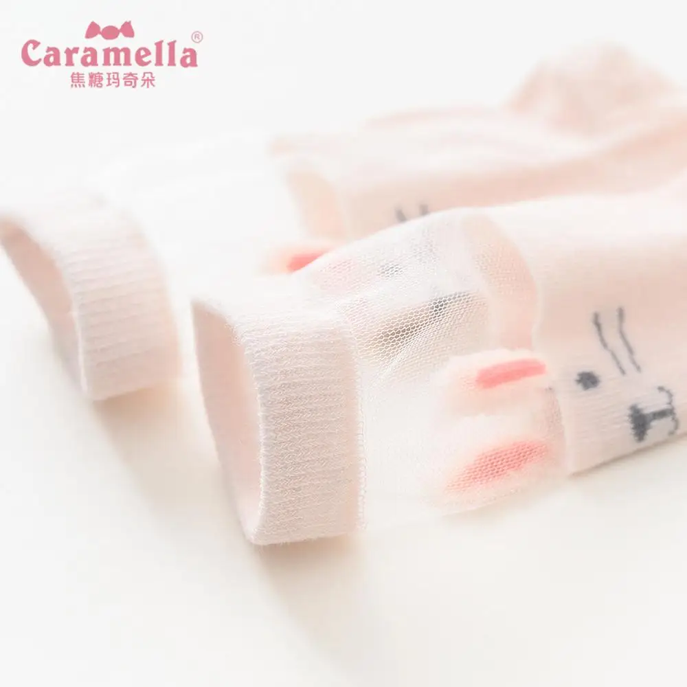 Caramella новые милые симпатичные детские носочки для маленьких девочек Ультра тонкие длинные весенние, летние носки розовые сетчатые прозрачные носки детские кружевные носки для девочек