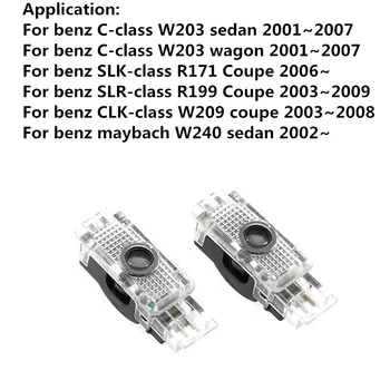 

2PCS LED Car Door Logo Projector Light For Mercedes Benz C Class W203 2001 2002 2003 2004 2005 2006 2007 W240 R171 R199 W209 AMG