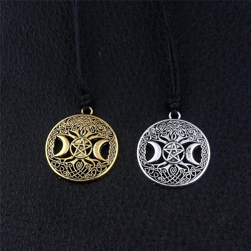 

Pentagram Tree Of Life Moon Pendant Necklace Crescent Rope Chain Protection Star Goddess Magic Supernatural Amulet Jewelry YT118
