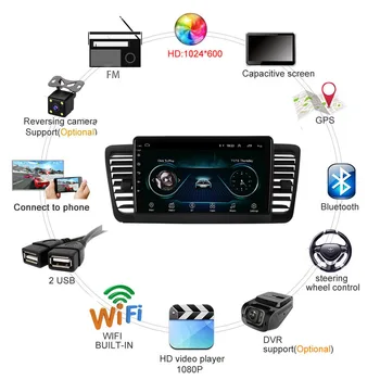 

9 inch 2din Android 9 car multimedia video player GPS navigation stereo automatic radio For 2004-2009 Subaru Outback 3 Legacy 4