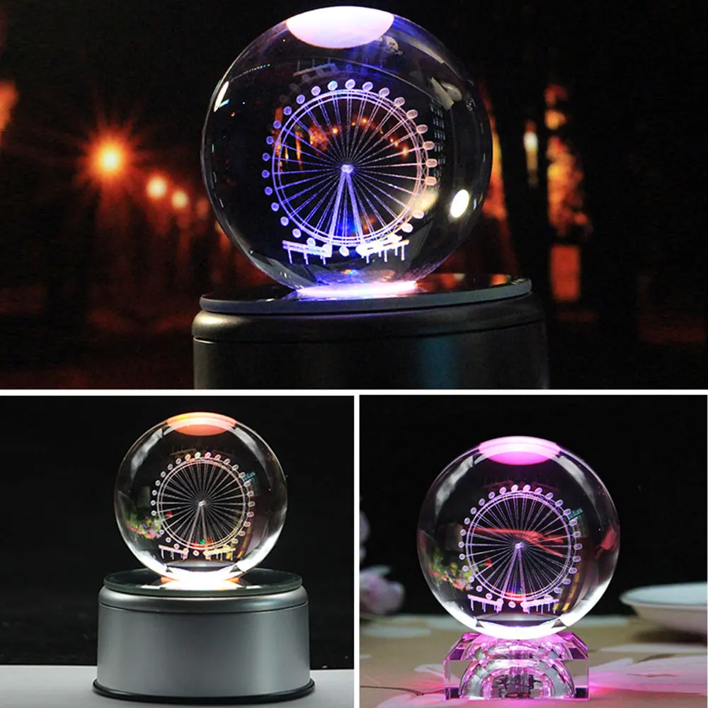 

3D LED Crystal Night Light Bluetooth Music Lamp Christmas colorful Lamp Decor Luminous Carousel Valentine's Day Gift