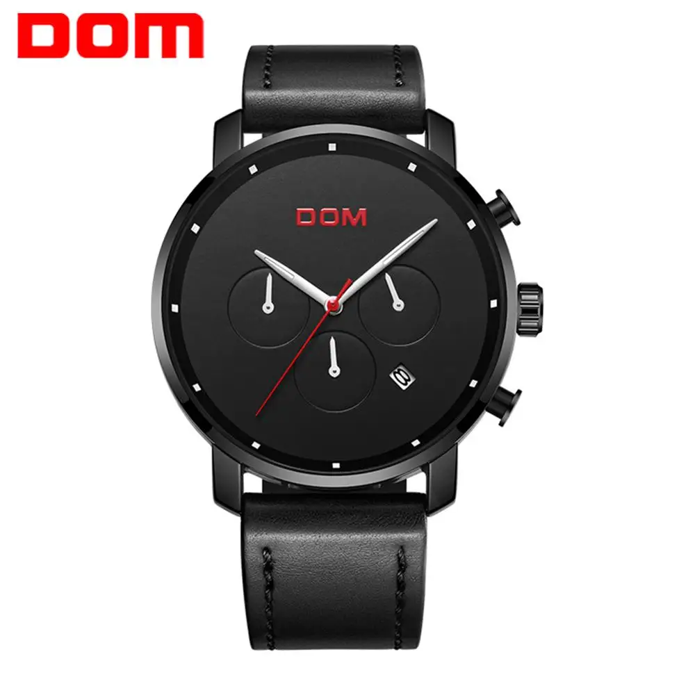 

DOM Mens Watches Top Brand Luxury Men Military Sport Wristwatch Leather Quartz Watch erkek saat Relogio Masculino M-1216BL-1M