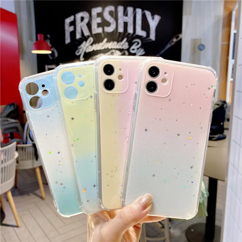Роскошный блестящий Радужный чехол для телефона Iphone 11 12 Pro Mini X Xs Max XR силиконовый