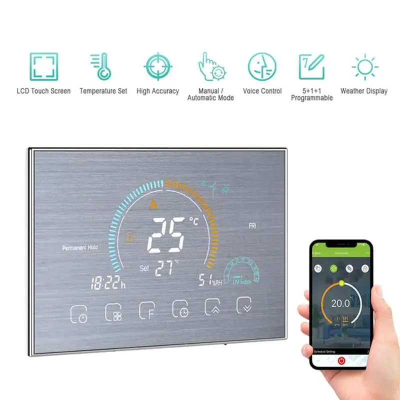 

Wi-Fi Smart Programmable Thermostat Voice APP Control Backlight Switchable Wi-Fi Heating Thermostat